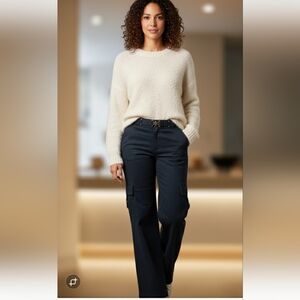 ST JOHN SPORT By Marie Gray Utility Cargo Black Cotton Spandex Pants 4